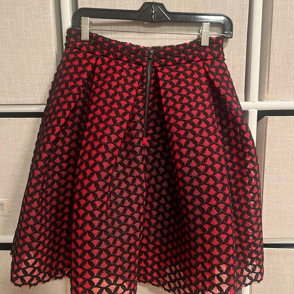 Maje Red & Black A-Line Skirt – Size 2 / S – Fit & Flare Party Skirt - Picture 2 of 6